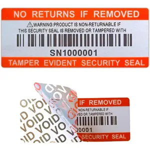 120 count Tamper Proof Barcode Stickers, Label, Warranty Void Sticker with Individual Serial Number,Sealing Label for Package(2x0.8 inches)