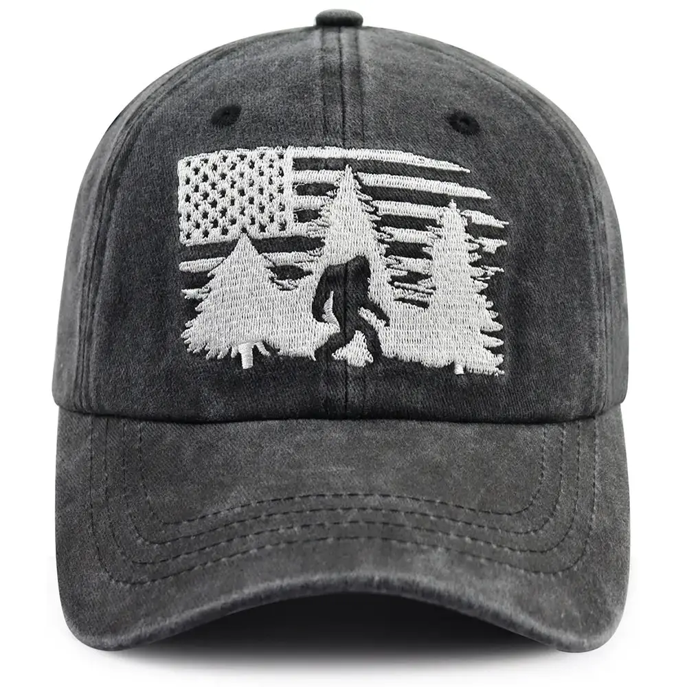 Sasquatch Military 6-Panel Dad Hat - 2.76 Inches, Adjustable, Breathable USA Army Bigfoot Baseball Cap, Beach Accessory, Birthday Gift for Sasquatch Lovers