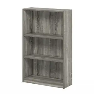 JAYA 3-Tier Adjustable Shelf Bookcase - 9.5x24.5x40.3in Simple French Oak Solid Wood Shelving Unit, for Living Room Home Office Book Shelf