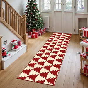 Christmas Tree Runner Rug, Non-Slip Washable Kitchen Carpet, Soft Holiday Decor Mat for Living Room Bedroom Bathroom Laundry Balcony