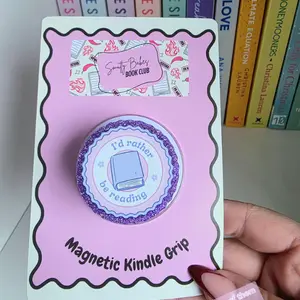 I’d Rather Be Reading Purple Kindle Grip, Cute Phone Grip,  Romance Reader Grip, Book Lover sticky Compact Holder Stand pop socket Detachable Magnetic