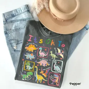 Comfort Colors It’S Ok To Be Different Autism Dinosaur Shirt, Autism Awareness Shirt, Autism Mom, Special Education Teacher, Neurodiversity Shirt