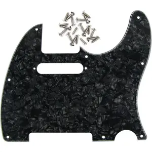 8 Hole TL Pickguard Scratch Plate with Pickguard Screws Set Fit /MX Standard TL Style Pickguard Replacement, 4Ply Black