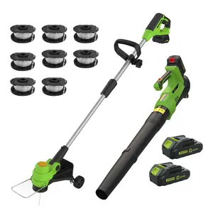 20V Cordless Leaf Blower & Trimmer Combo, 550CFM 130MPH, 12 Inch Weed Wacker with Batteries & Charger - SummerVibes