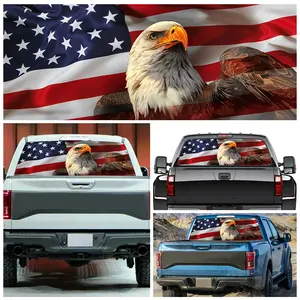 Car Rear Window Graphic Decal Sticker Truck SUV Van American Flag Eagle Label
