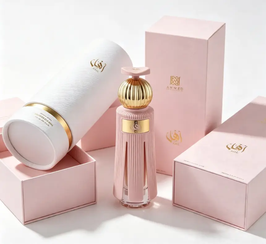 Luxury Pink Gold Floral Perfume For Women Ahmed AHL EDP Soft Romantic Lychee Jasmine Fragrance, Premium Two-Piece Embossed Gift Box Ideal Gift For Girlfriend Wife Valentine’s Mother’s Day Birthday