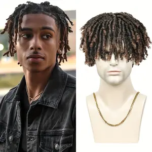 [Funky, Afro Style Dreadlock] Short Synthetic Afro Style Dreadlock Hair Topper for Men - Clip-In Braided Wig for Thinning Hair, Perfect for Christmas & Independence Day Celebrations