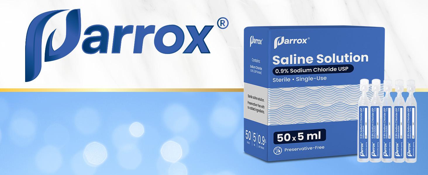 0.9% Saline Solution for Nebulizer (50x5mL vials) - Parrox Daily Nasal Care - Sodium Chloride USP, Single-Use, Preservative-Free