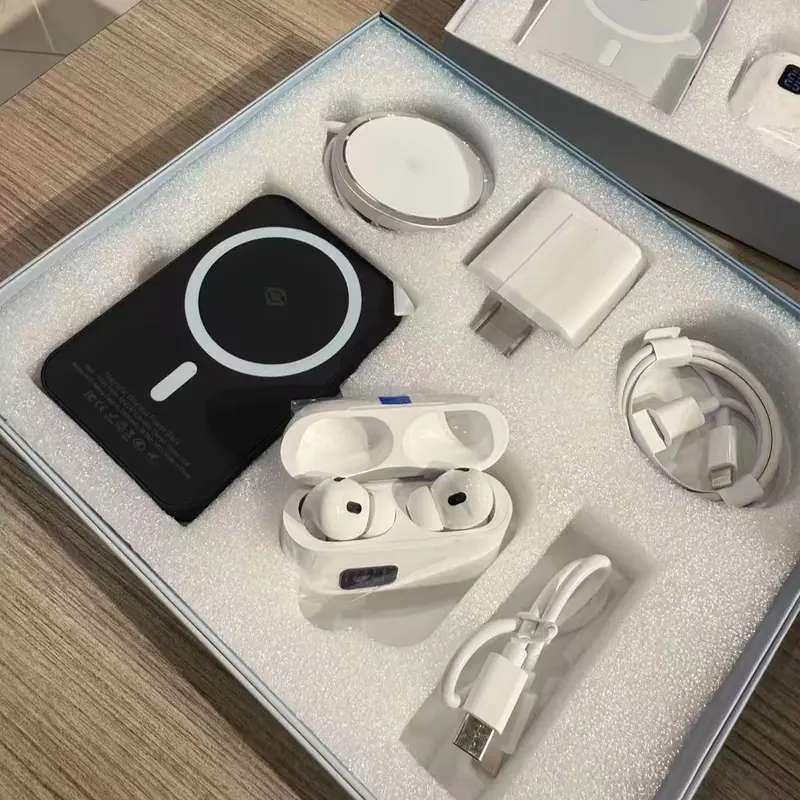 6-in-1 Wireless Charging Accessories Set with Magnetic Power Bank, Charger, Earbuds and Cables