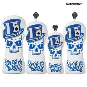Top Hat Skull Emblem Golf Club Head Cover, Durable Protective Accessory, Unique Halloween Gift for Trendy Golfers