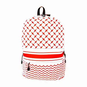 Red Kuffiyeh / Kuffiyah Palestinian Style Backpack with Zipper Closure and Padded Laptop Compartment