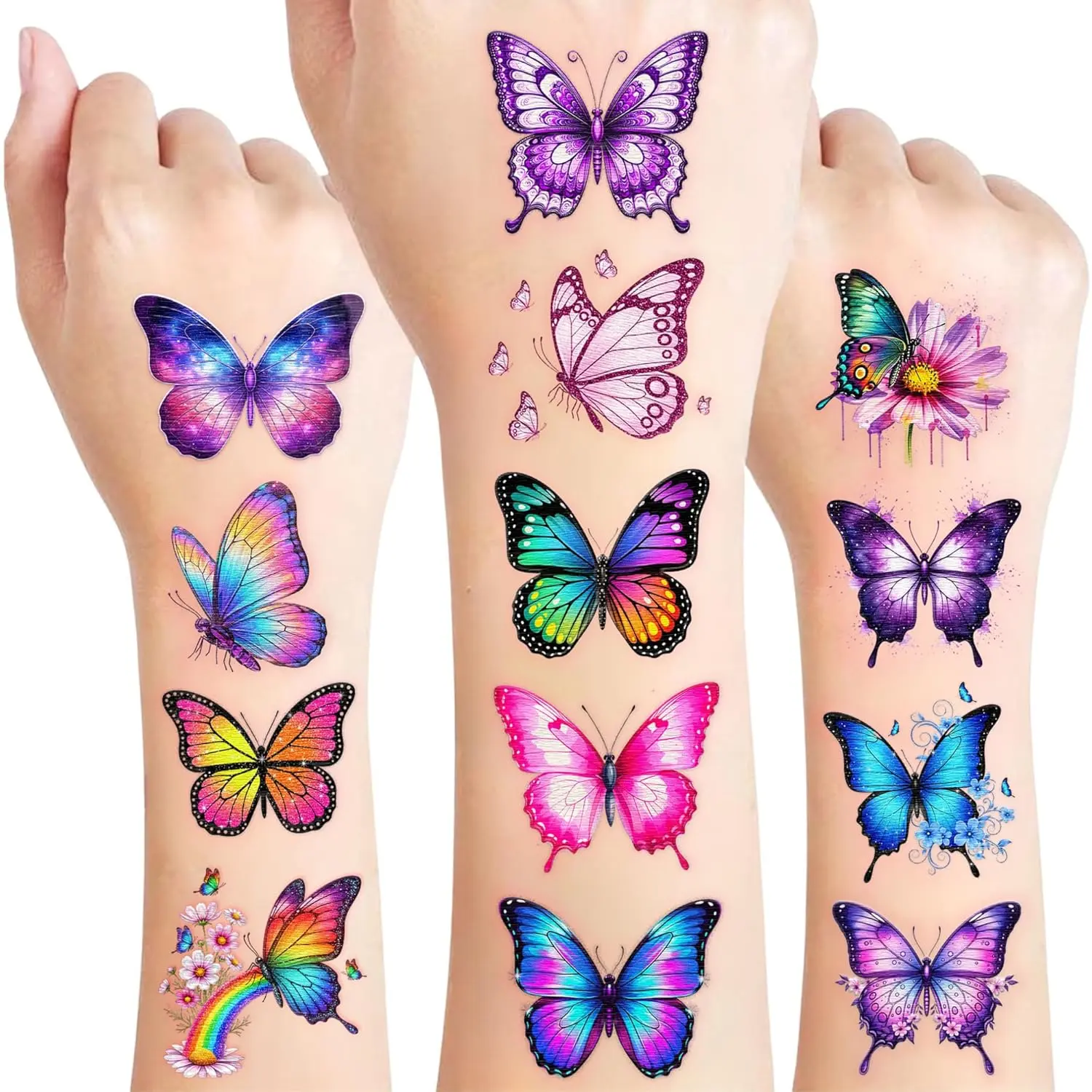 Cute Butterfly Temporary Tattoo Stickers - 96PCS Pre-Cut Sheets, Beauty & Personal Care Makeup Accessory, All Skin Types, Adults & Children, Classroom Prizes, Birthday Party Event Supplies