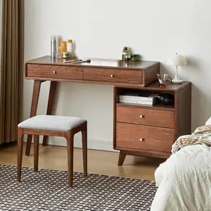 YESWOOD Extendable Vanity Desk with Dresser, Oak Wood Makeup Table for Girls, Study Desk and Vanity Set for Bedroom, Barthroom