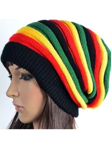 Jamaican Warm Reggae Hat Long Tube Woolen Hat Unisex Rainbow Knitted Hat Long Hip-Hop Knitted Hat