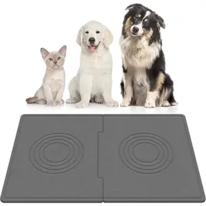 Extra Large Dog Water Bowl Mat, Quick Absorbent Stone Pet Feeding Mat, Suitable for Pets That Like to Drink Water Everywhere, Stone Drying Mat for Dog Food and Water Bowls, Dog and Cat Food Mat Suitable for Floors (120 x 120 cm, Gray)