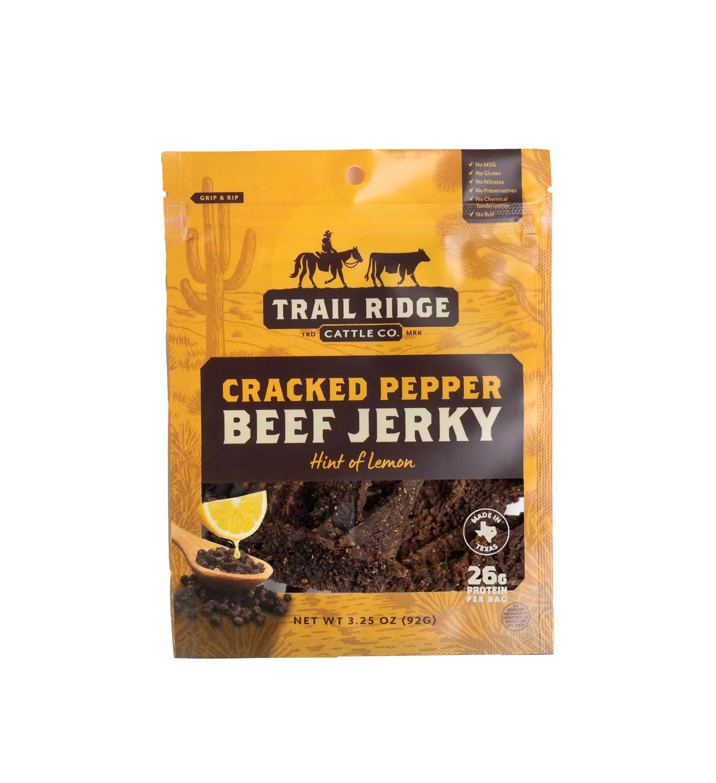 Trail Ridge Cattle Co. Beef Jerky - Cracked Pepper with Lemon Jerky 3.25 oz