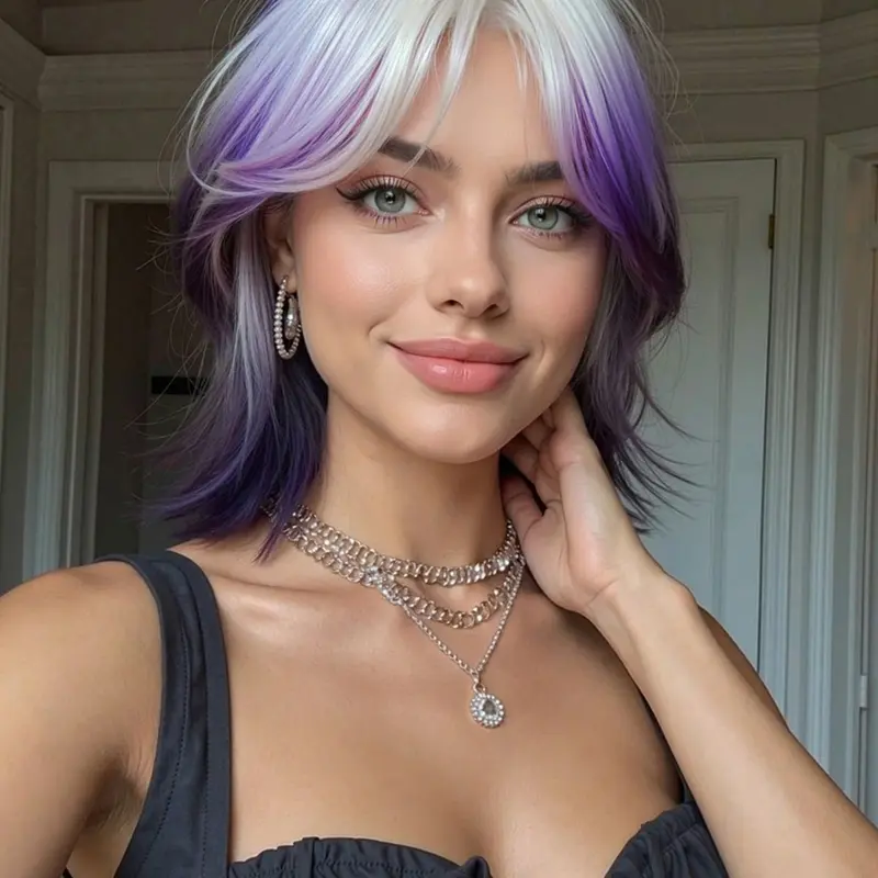 14 Inch Multi-Color Bangs Short Hair Synthetic Fiber Wig, With Bangs Wig, Heat Resistant High Temperature, Holiday Wear, Durable & Stylish, Synthetic Material Wigs