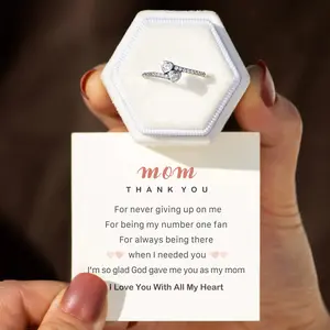 To My Mom/Daughter Gift - Infinity Love Heart Ring for Birthday Mother's Day Thanksgiving Day Jewelry Gifts for Women with Inspirational Message Card