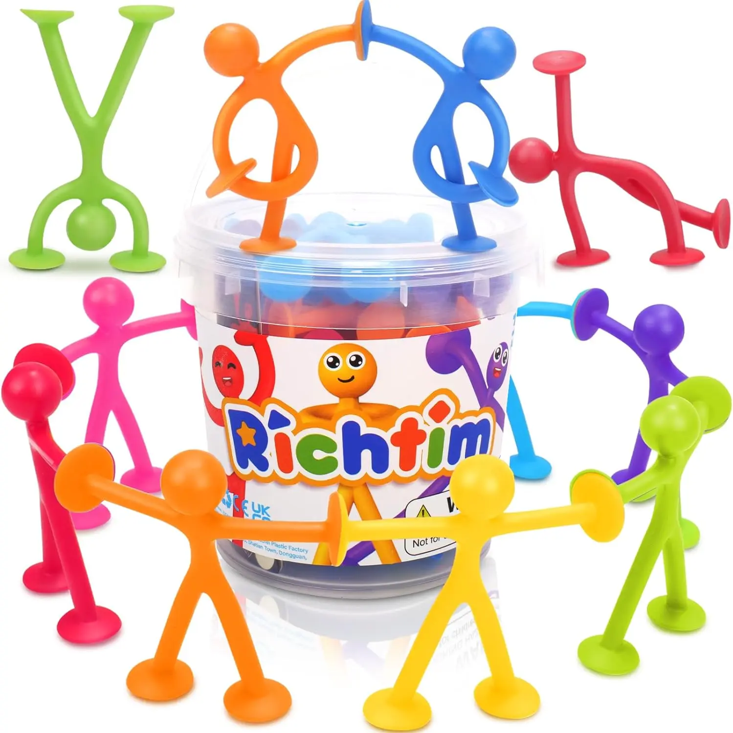 Richtim Kids Humanoid Suction Sensory Toys: 24/48/72 Pack Creative Suction Toy – No Hole Bath Toy, Sensory Toys for Kids, Travel Calming Down for Boys & Girls, Classroom Must-Have, Summer Wins & Deals For You Days