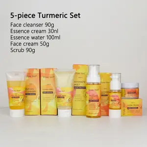 5pcs Natural Organic Vegan Facial Tumeric Skin Care Set