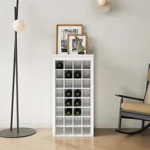 White Modular Wine Cabinet - 32-Bottle Capacity, Modern Minimalist, Space-Saving Buffet Cabinet with Optimal Storage, Ideal for Living Room Decoration for Wine Lovers