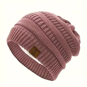 1pc Winter Warm Striped Classic Solid Color Beanie for Women and Men, Lightweight Polyester 100. Embroidered Beanie, Elastic Fit, Hand Wash or Professional Dry Clean, Winter Headwear |     Classic Beanie |     Lightweight Beanie