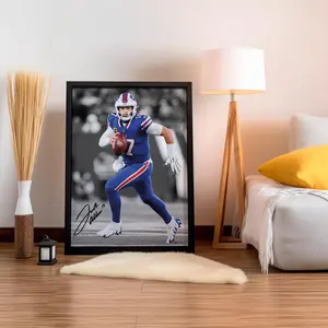 [UNFRAMED] Josh Allen Poster Featuring Iconic Game Moments, Buffalo Football Wall Art for Fans Home Decor