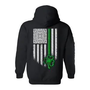 Irish American Flag Hoodie – Celtic Knot Shamrock St. Patrick’s Day Heritage Graphic Hoodie for Men, Women