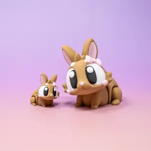 Pocket Pal Flexi Bunny 2-Inch Mini & 4-Inch Large Articulated Fidget Toy - Lightweight, Durable, Soft Plastic for Stress Relief and Sensory Play