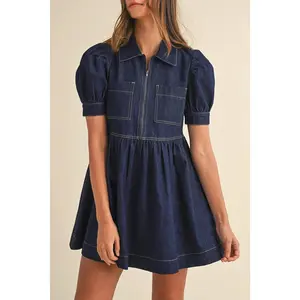 Kylie Denim Puff Sleeve Mini Dress