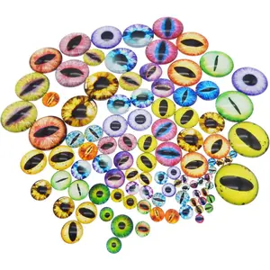100 count 5Sizes Assortment Dragon Eyes Flatback Glass Cabochon for  Making, Sculpture, DIY Craft Art, Fantasy Model Projects (Mixed1)