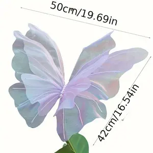 [Giant Artificial Flowers] 3pcs Giant Artificial Flower, Yarn Butterfly Poppy Flowers - 50cm/19.69inch Three-dimensional Butterfly, New Marriage Decor, Home Decor, Fake Butterfly, Wedding Party Decorative Fruit Plant Ornaments Plastic