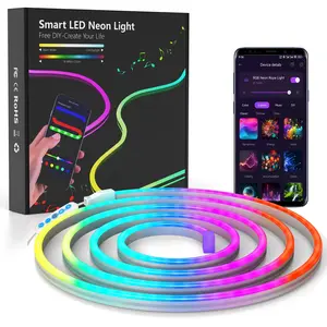 Flexible Rope Neon LED Light, 1 Box USB Powered Color Changing RGB LED Light Strip, APP Control Decorative Light Strip Set, Music Rhythm Night Light