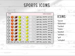 Sports Icon Sticker Sheet for Planners