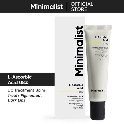 Minimalist 8% L-Ascorbic Acid Hydrating Brightening Balm - Targets Pigmented, Dark, Chapped Areas - Infused with Radianskin, Vitamin E - Unisex Lip Care Cream, Single