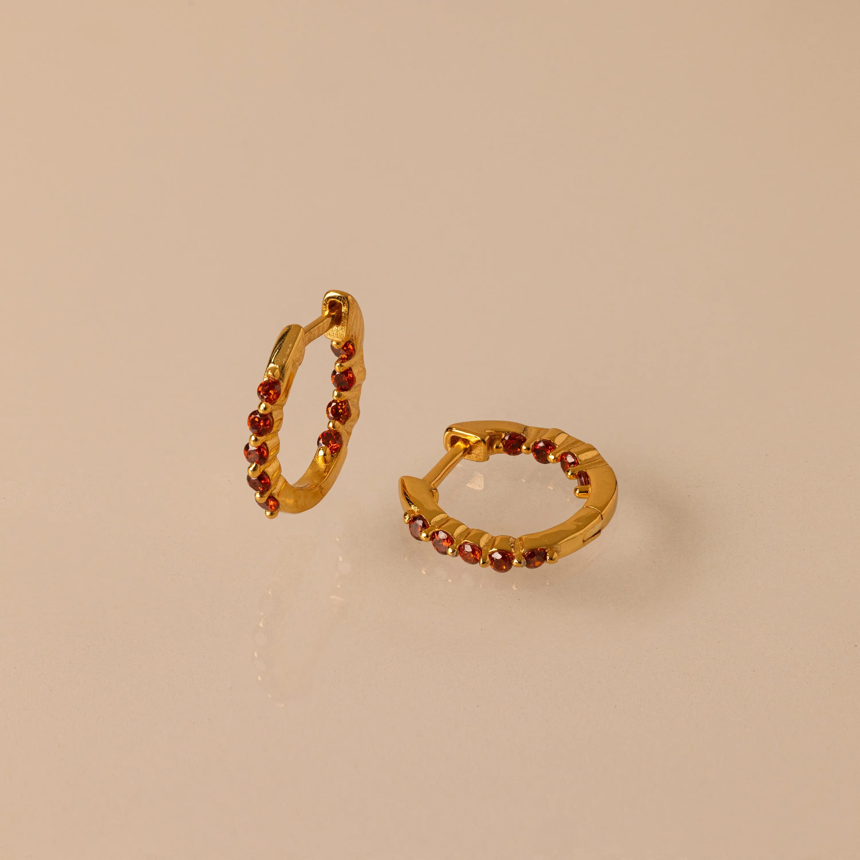 Inside Out Birthstone Huggies by Caitlyn Minimalist - Dainty 18K Gold Plated Gemstone Hoop Earrings - Birthstone Jewelry - Birthday Gift