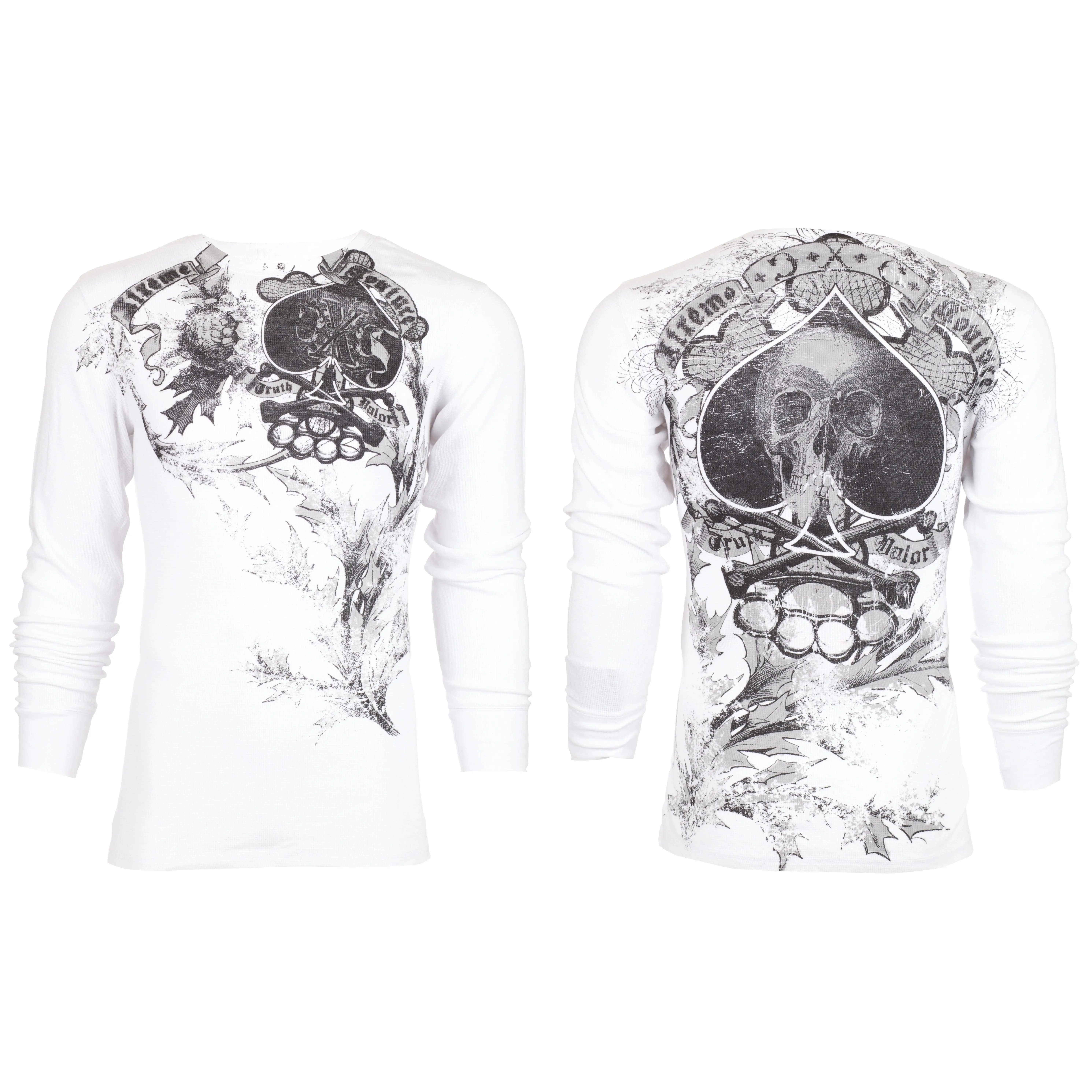 Xtreme Couture by Affliction Men's Spade Printed Front Full Length Thermal Shirt - Menswear Clothing, Casual Wear, Streetwear Top