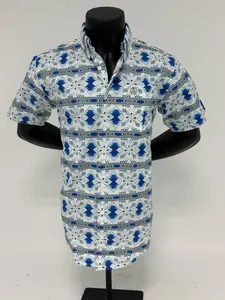 Blue Feather Aztec Slim Fit Button Up - SKCL2023153 - SS 153