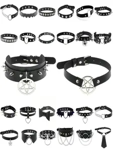Punk Gothic Style PU Leather Choker, Choker Necklace, Gothic Witch Jewelry, Gothic Mystery Jewelry, Fashionable Studded Decor Choker for Party, Daily Clothing Decor, Trendy All-match & Exquisite Jewelry for Birthday Gift