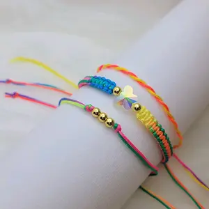 Handmade Rainbow Butterfly Bracelet with Glass and Gold Plated Beads for Daily Use