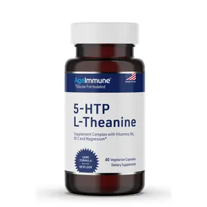 5-HTP Formula for Stress Relief and relaxation support for Teens and Adults with 5-HTP, L-Theanine, Vitamin B6, Vitamin B12, Magnesium - Doctor Formulated - Magnesium Stearate Free - 60 capsules.