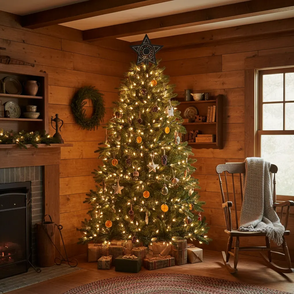 Punched Tin Star Tree Topper in Smokey Black