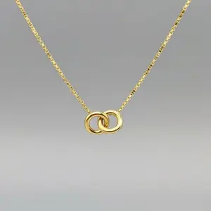 Whitley Interlocking Circles Necklace Minimalist 18K Gold Plated Stainless Steel Everyday Wear