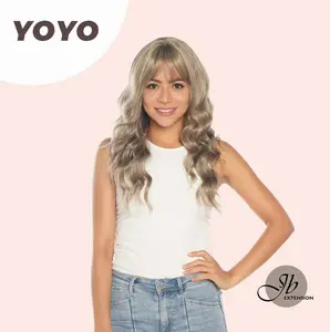 JBEXTENSION 22 Inches Grey Body Wave Wig With Full Bangs YOYO