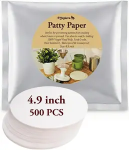 Meykers Wax Patty Paper Sheets for 5 Inches Burger Press - 500 Pcs round Hamburger Patty Paper to Separate Frozen Pressed Patties - Circle Burger Paper for Easy Release from Patty Maker Mold