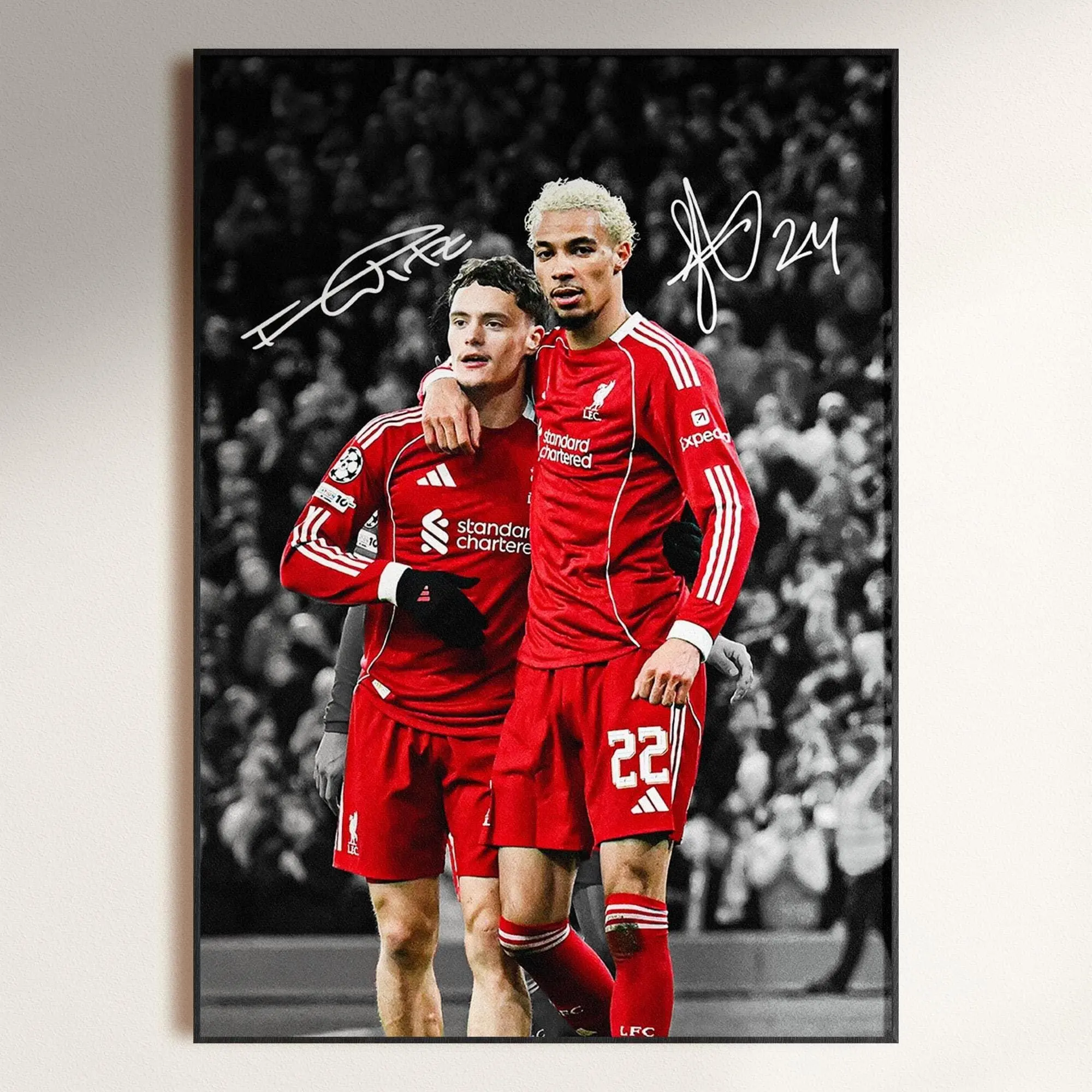 Hugo Ekitike & Florian Wirtz Poster, Signed Football Poster, Liverpool Football Art( Unframed - Print Only )