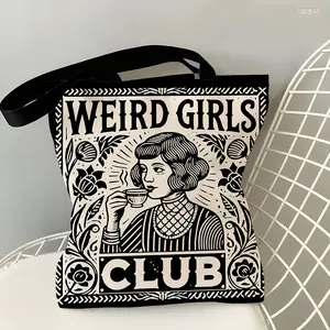 1 Pc Weird Girls Club Fashion Tote Bag, Girls Club Gifts, Girls Squad, Girls Crew, Girls Weekend, Gift For Hot Girls, Gift For Her, Best Friend Gifts Grocery Shopping Bag Product Bags