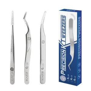 3-Piece Precision Micro Tweezers Set, Anti-Static Stainless Steel, Sharp Tip, Curved Tweezers, for Eyelash Extensions, Crafts, Jewelry Making