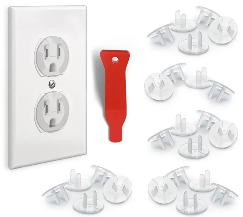 Baby Proof Me Electrical Outlet Plug Covers 24 & 48 Pack Clear Socket Protectors with Free Removal Tool for Toddlers Safety