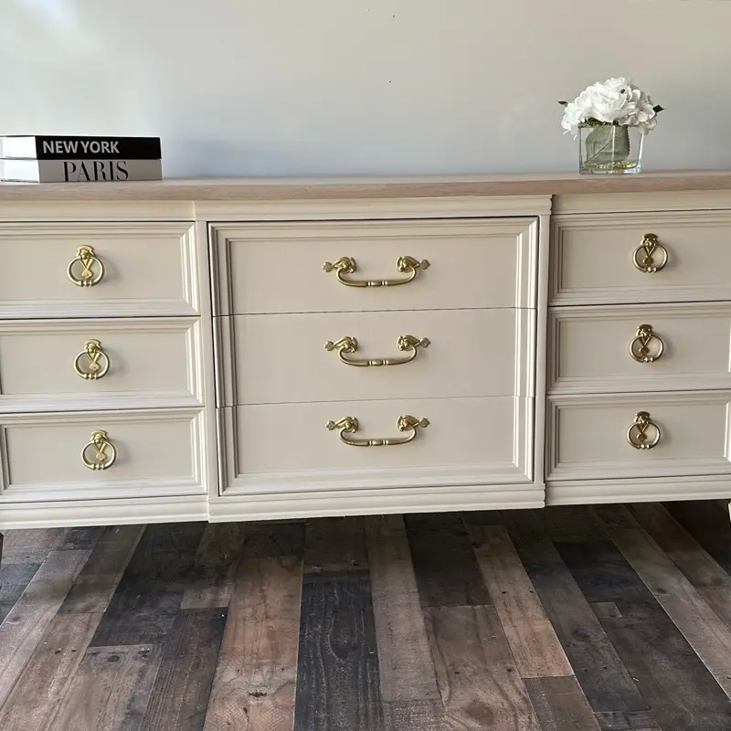 Drexel MCM Dresser with Nightstand, Solid Wood, French Doors, Includes 3 Drawers, Made by Drexel